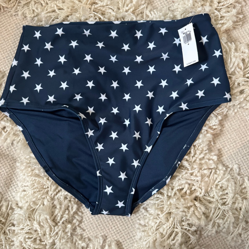 5/$35 SALE - Brand NEW Blue & White, High Waisted Bathing Suit Bottoms